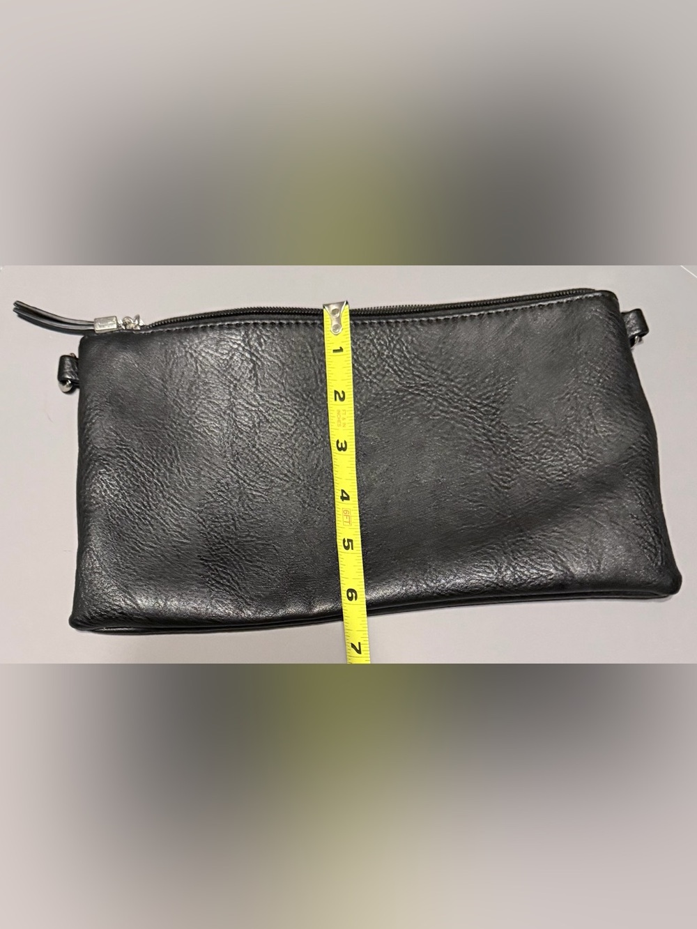 Black Leather Zip Pouch Clutch - Picture 7 of 7